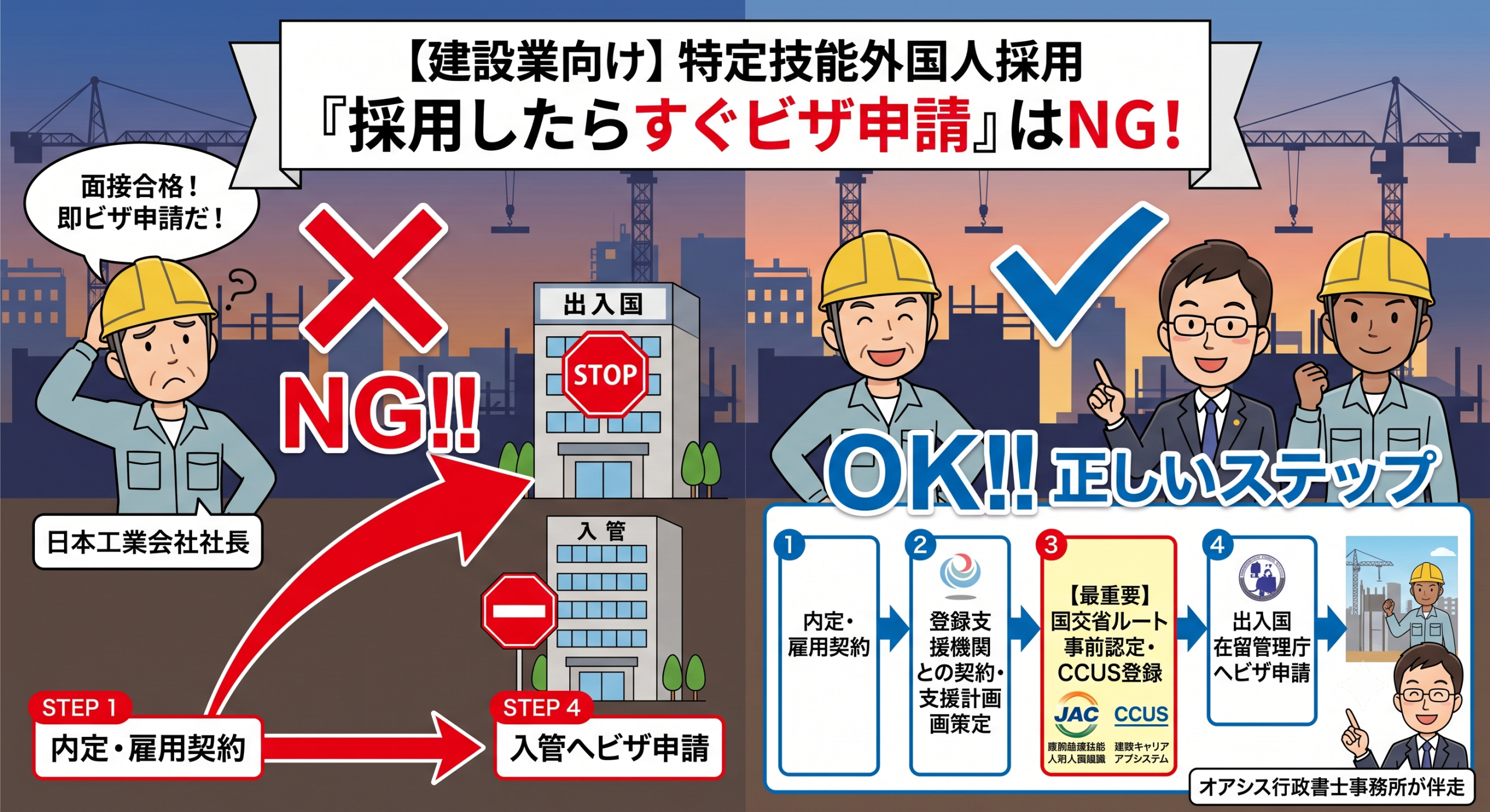 【建設業向け】「採用したらすぐビザ申請」はNG